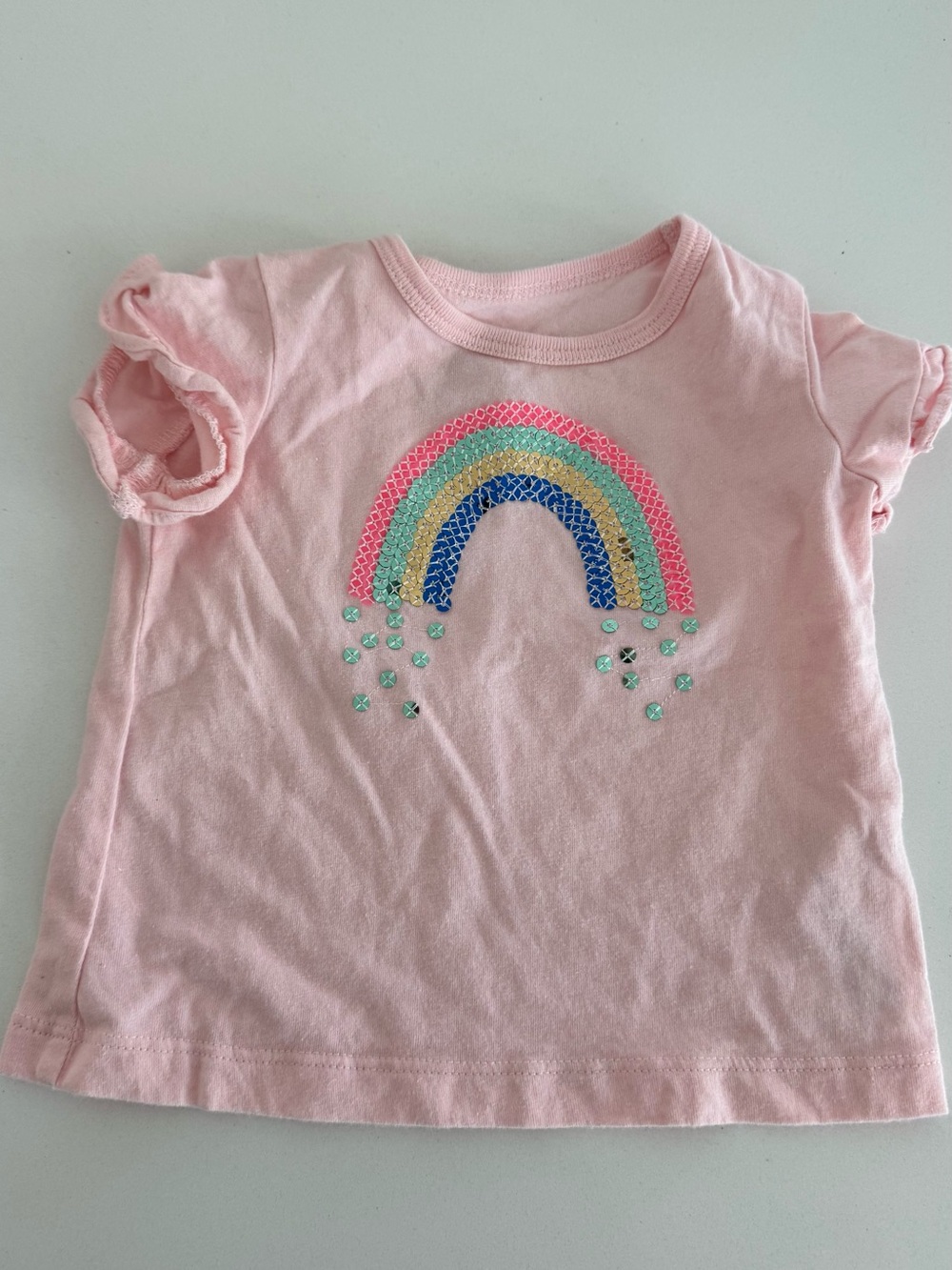 Carter's Light Pink Short Sleeve Tee with Sequin Rainbow